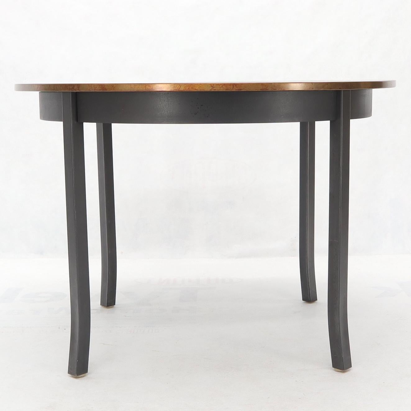 Mid-Century Modern Round Copper Top Black Metal Base Dining Table For Sale