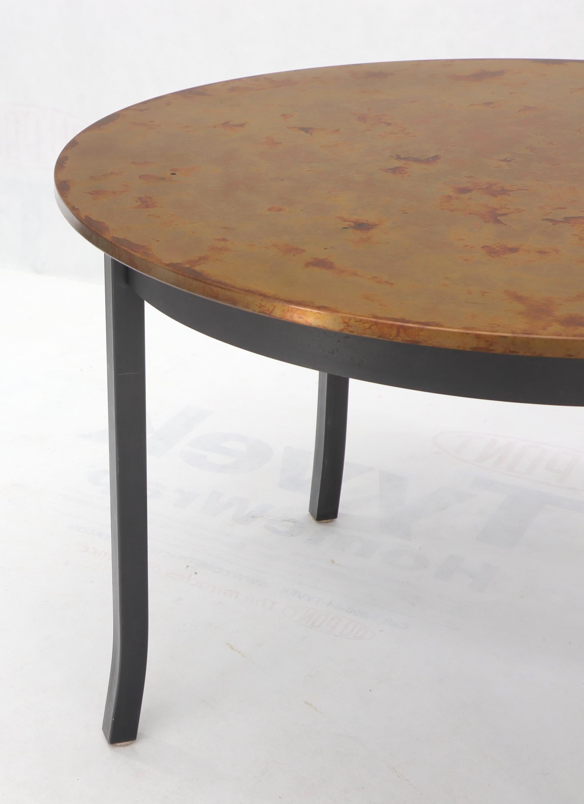 Unknown Round Copper Top Black Metal Base Dining Table For Sale