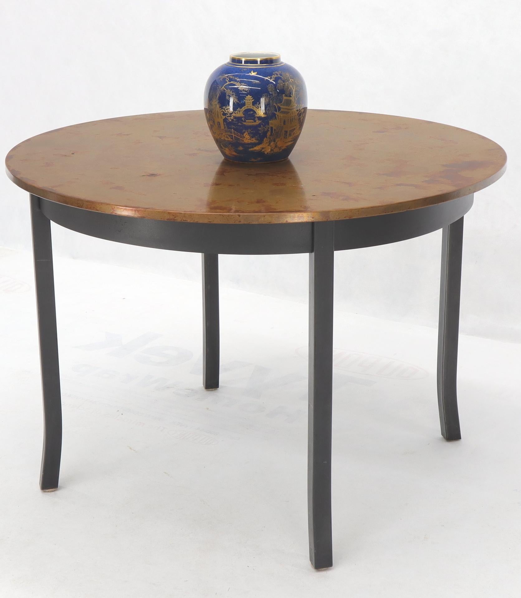 Round Copper Top Black Metal Base Dining Table In Good Condition For Sale In Rockaway, NJ
