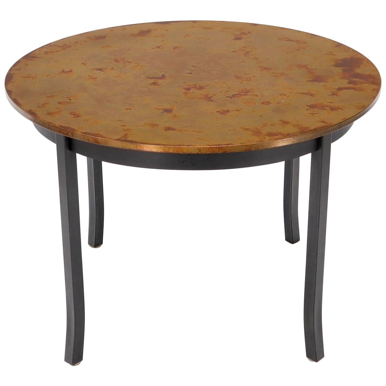 Round Copper Top Black Metal Base Dining Table