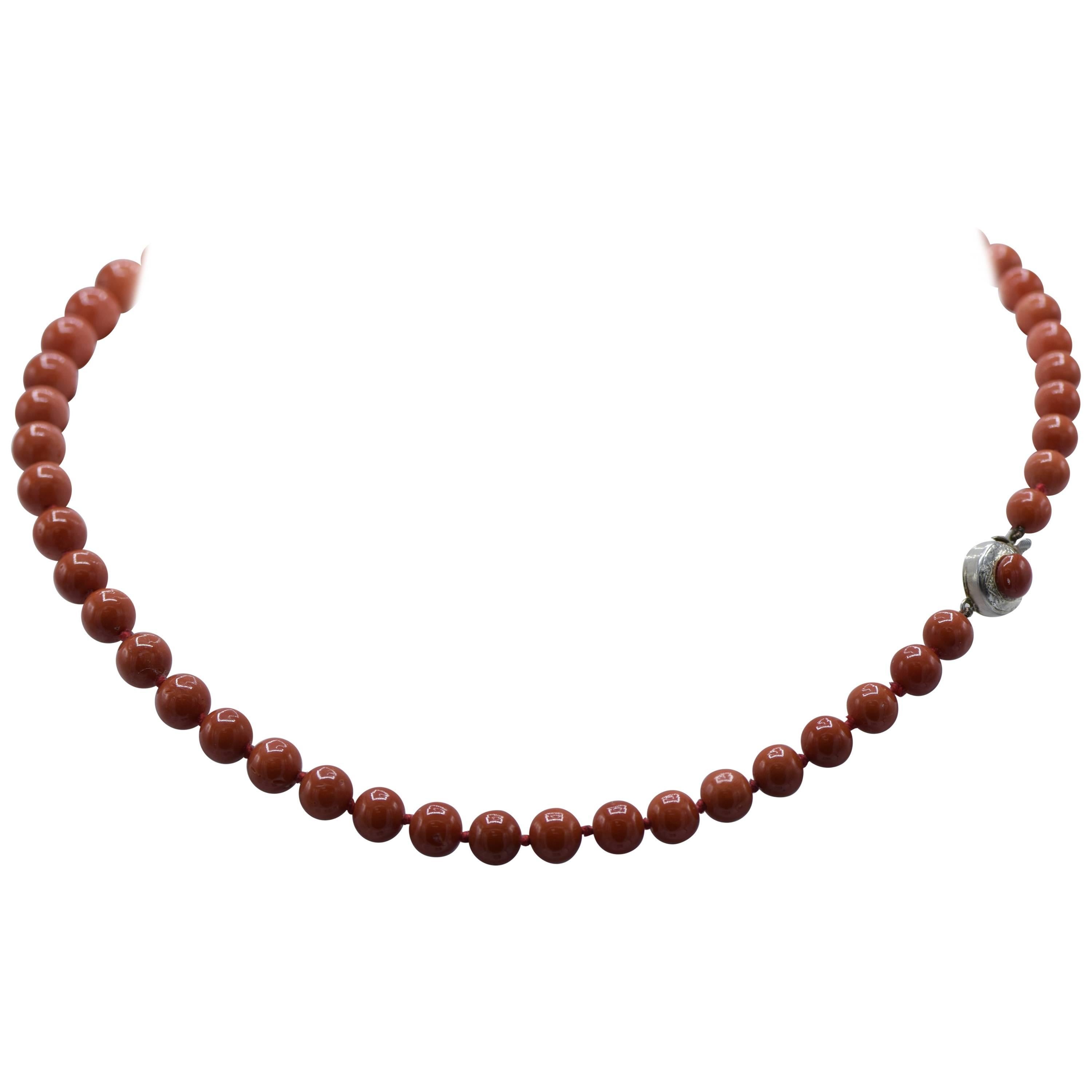 Round Coral Bead Necklace