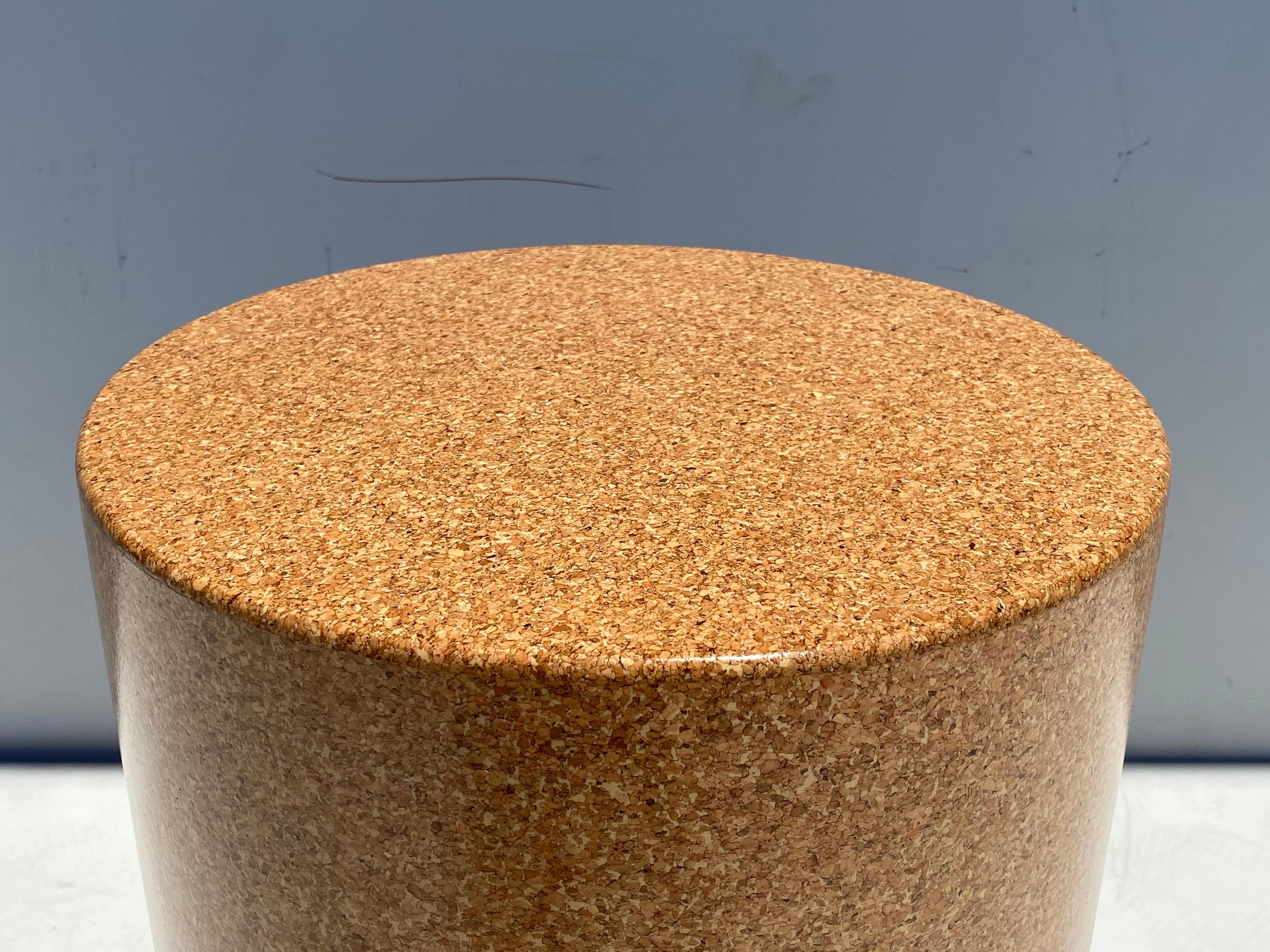 Lacquered Round Cork and Brass Side Table / Stool For Sale