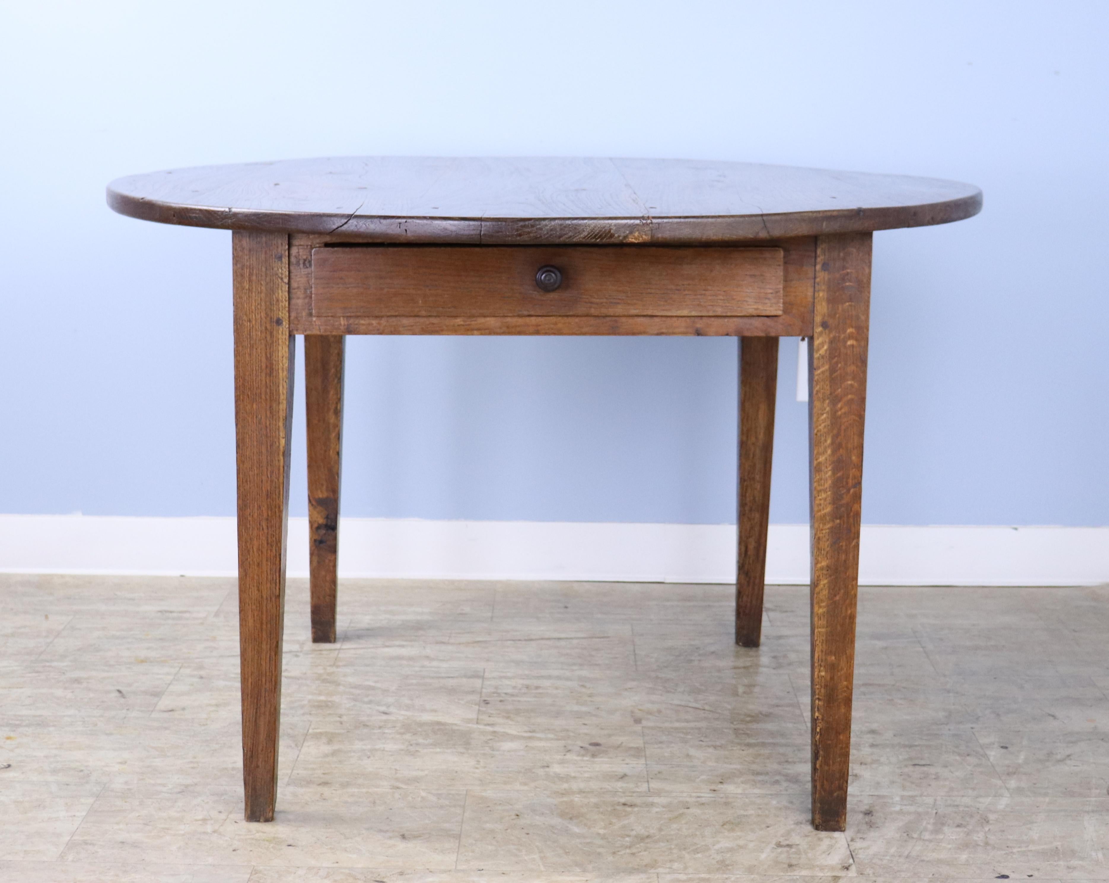 French Round Country Oak Occasional Table For Sale