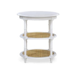 Round Country White Painted End Table