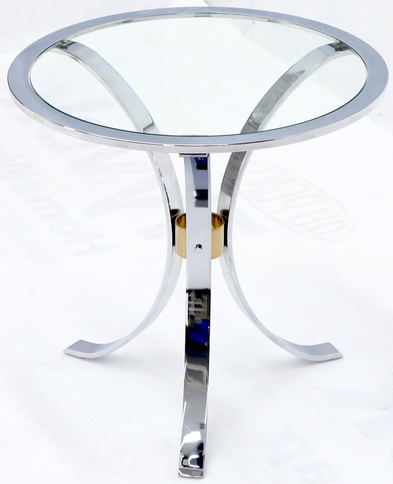 Round Crome and Brass Glass Top Occasional Side Table For Sale at — free download
