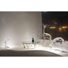 Round Luxury Coffee Table – Modern Glass Top with Crystal-Acrylic