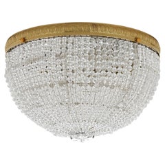 Round Crystal Beaded Large Ceiling Light in French Gold