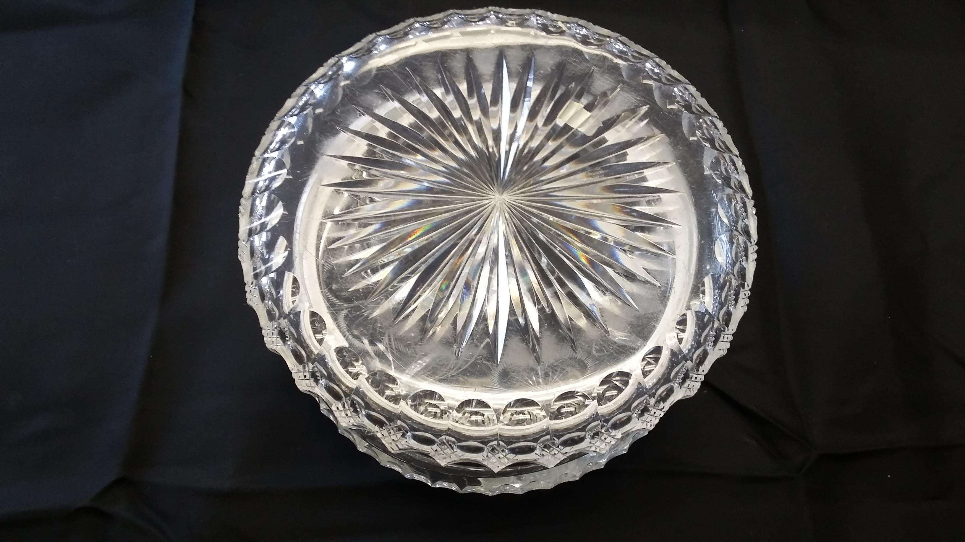 19th Century Round cut Crystal Box antique 19th century attributed to Pairpoint Mfg Co. For Sale