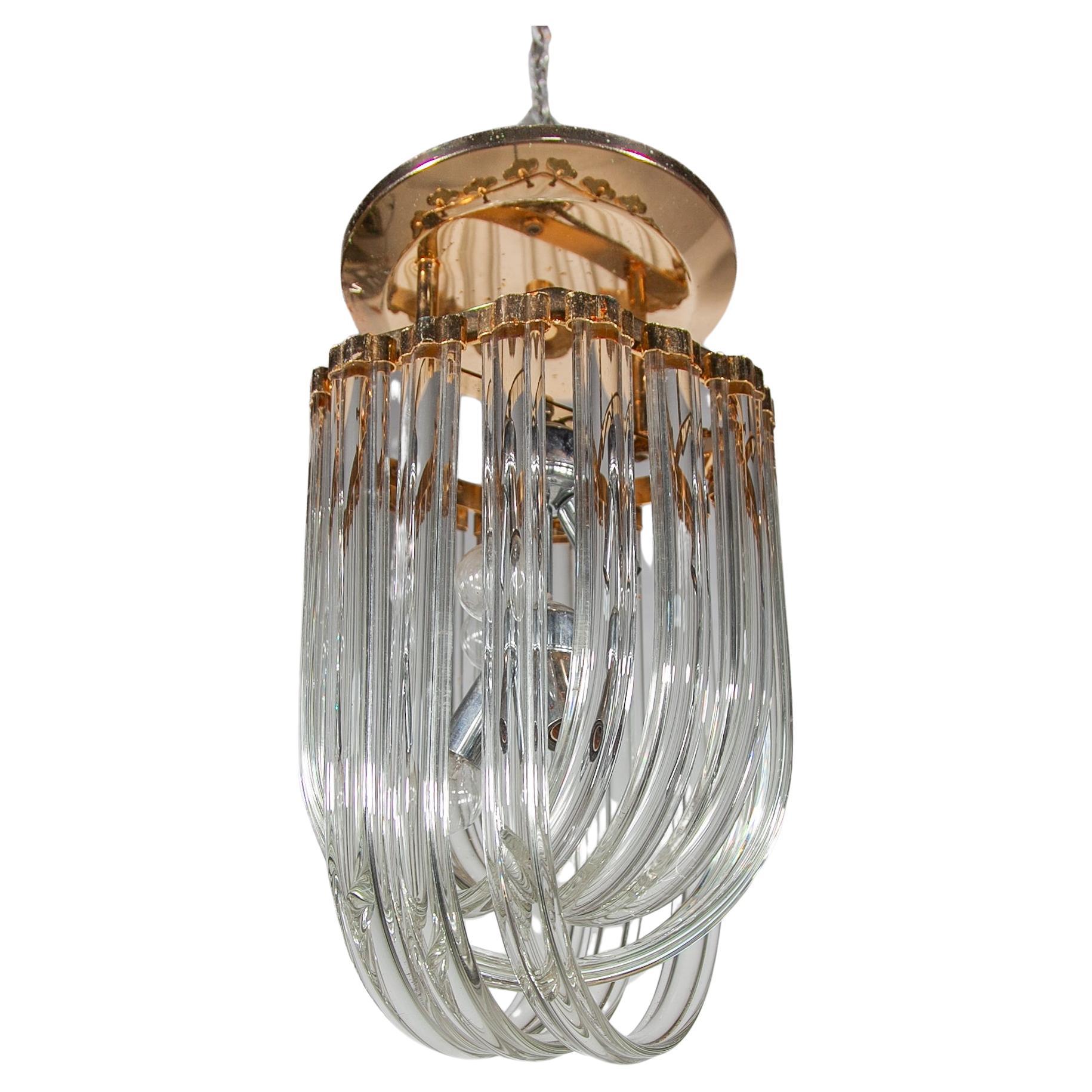 Round Crystal Curved Glass Chandelier, Pendant
