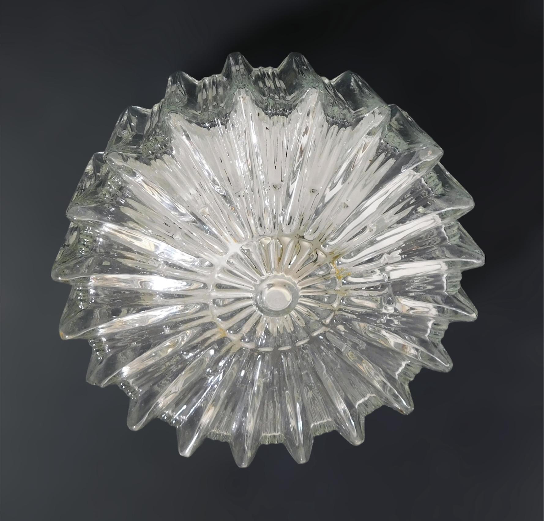 Mid-Century Modern Round Crystal Flush Mount For Sale