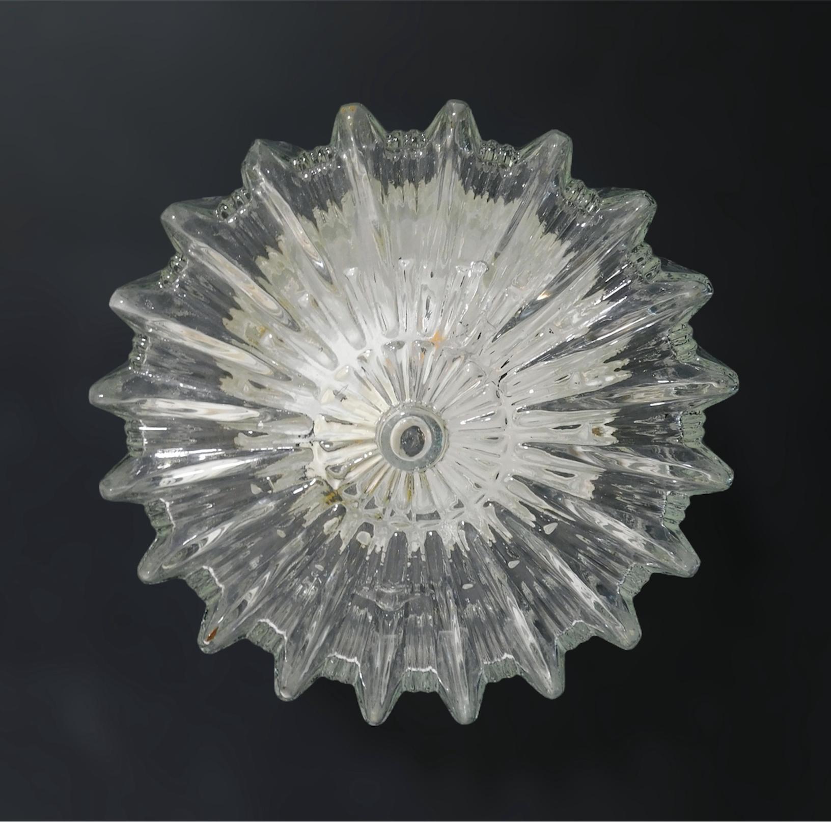 Italian Round Crystal Flush Mount For Sale