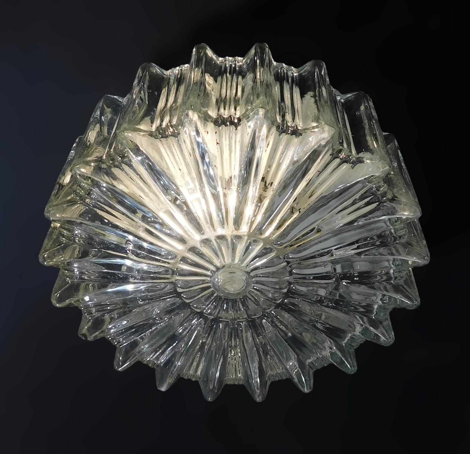 20th Century Round Crystal Flush Mount For Sale