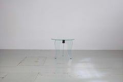 Round Crystal Glass Side Table, 1940s