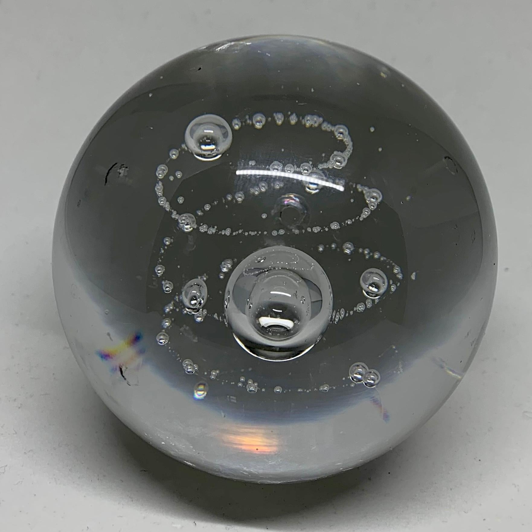 French Crystal Bubble Globe Paperweight For Sale