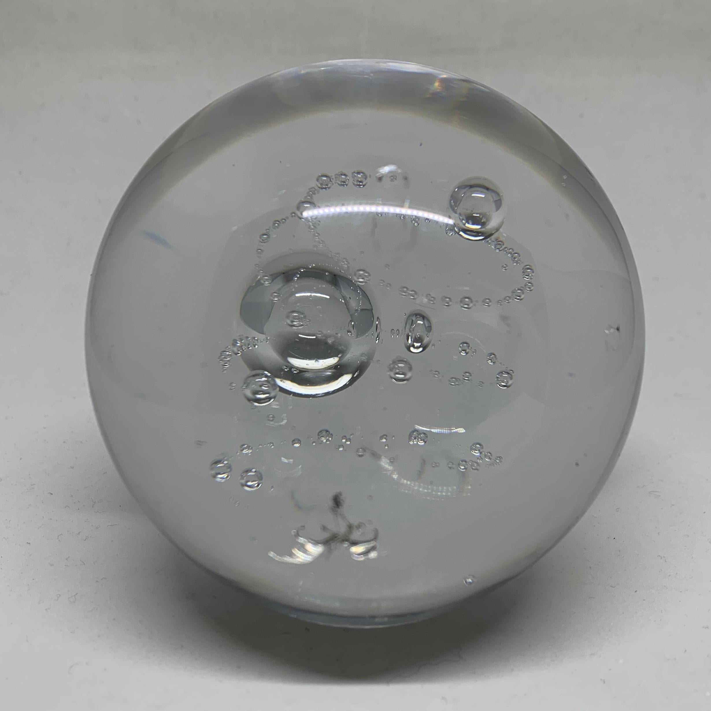Crystal Bubble Globe Paperweight In Good Condition For Sale In New York, NY