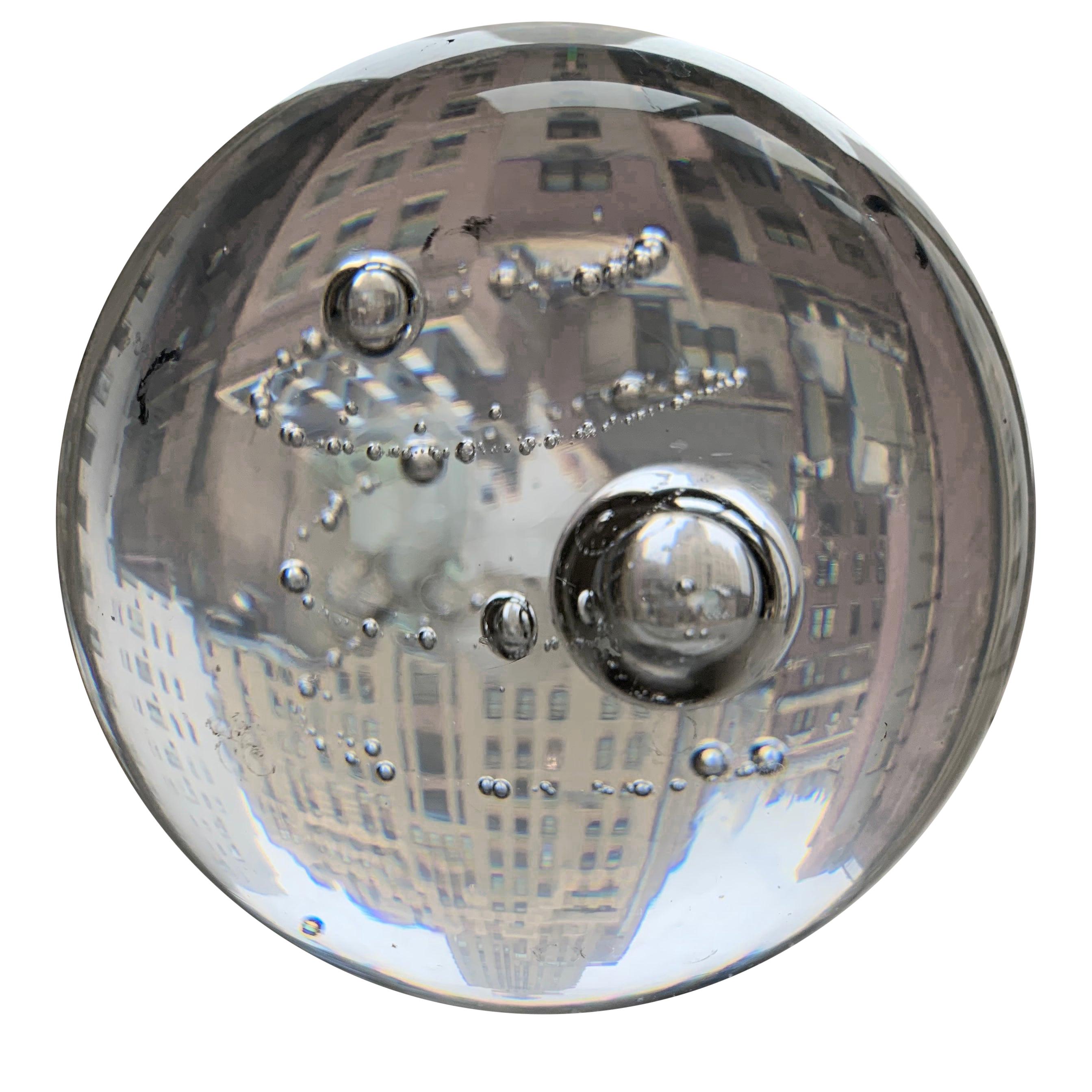 Crystal Bubble Globe Paperweight For Sale