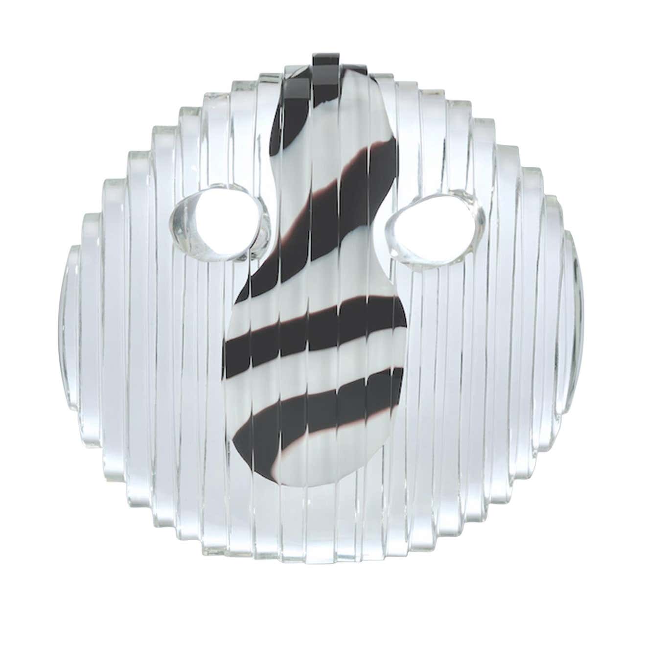 Glass Object. Round Crystal Mask with Black and White Nose. For Sale at ...
