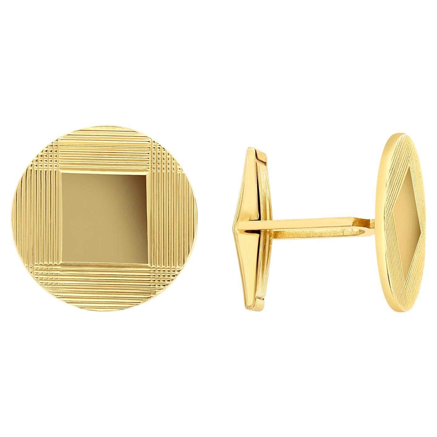 Runde Manschettenknöpfe mit poliertem, quadratischem Design im Angebot