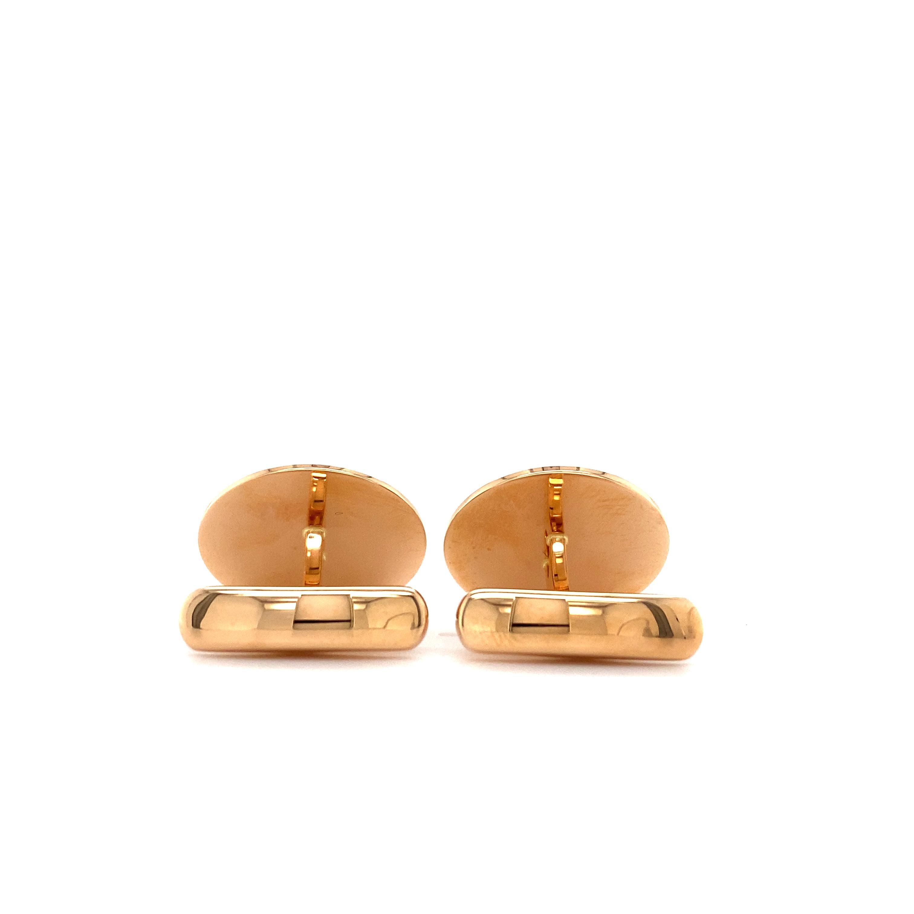 Round Cufflinks 18k Rose Gold and White Gold Diameter 18.8 mm For Sale 3