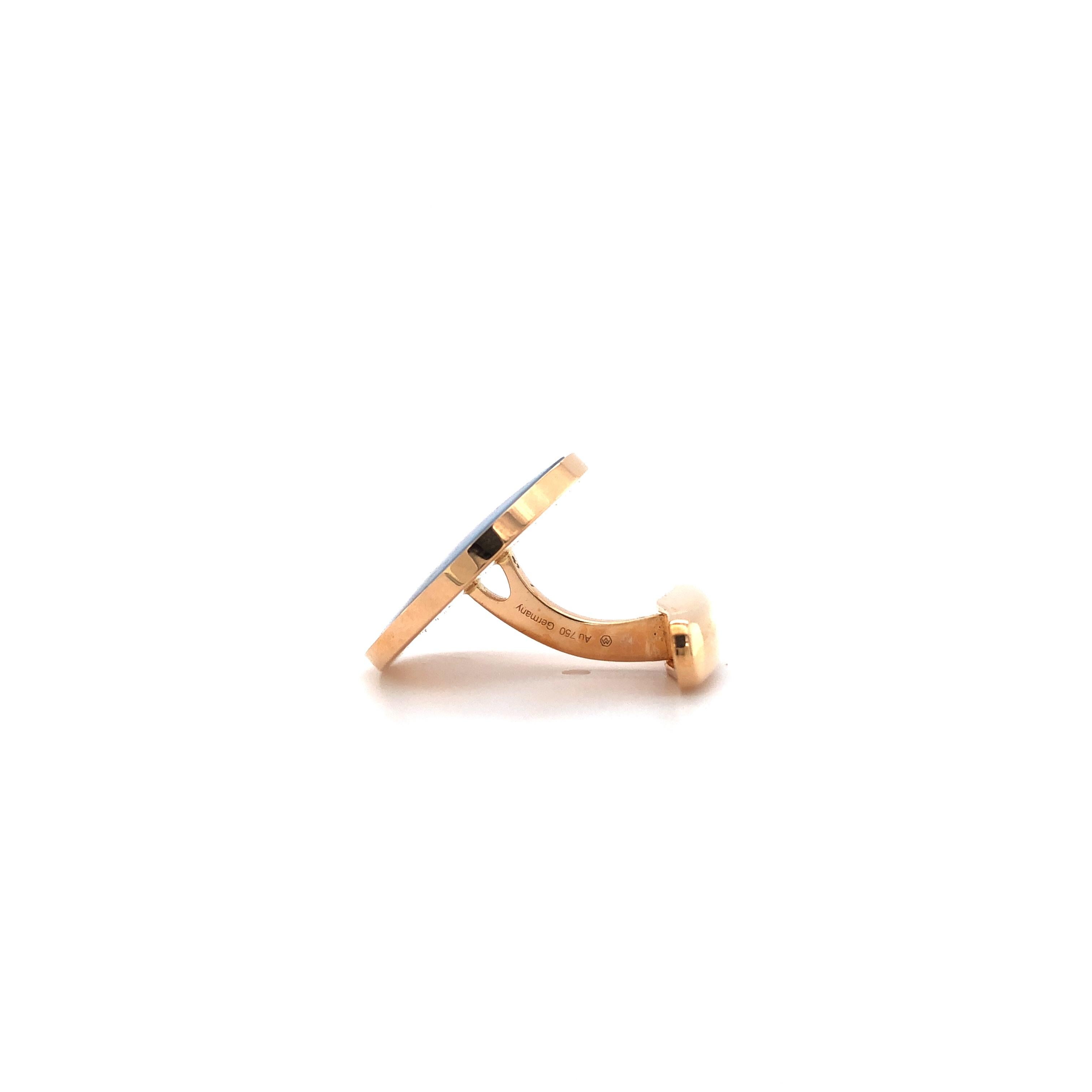 Gemelos redondos Oro rosa 18k con Calcedonia/Onyx en Nuevo estado para la venta en Pforzheim, DE