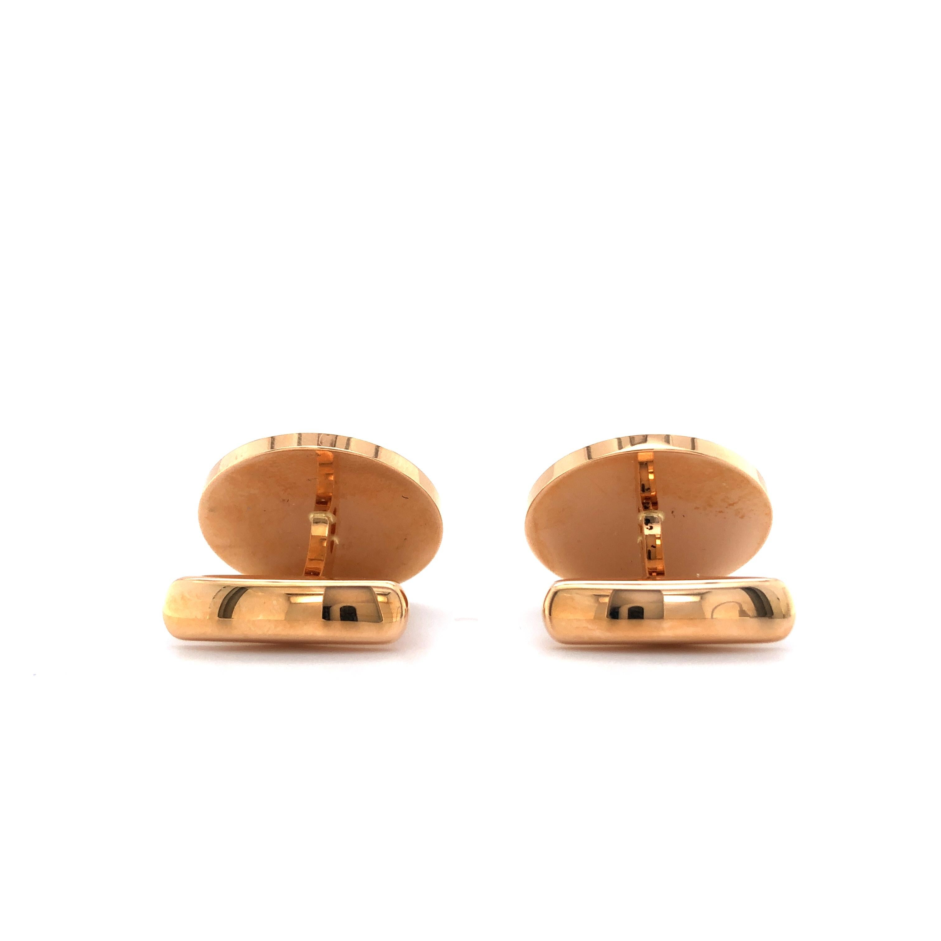 De los hombres Gemelos redondos Oro rosa 18k con Calcedonia/Onyx en venta