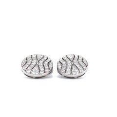 Round Cufflinks, 18k White Gold, 96 Diamonds 2.45 Ct G VS
