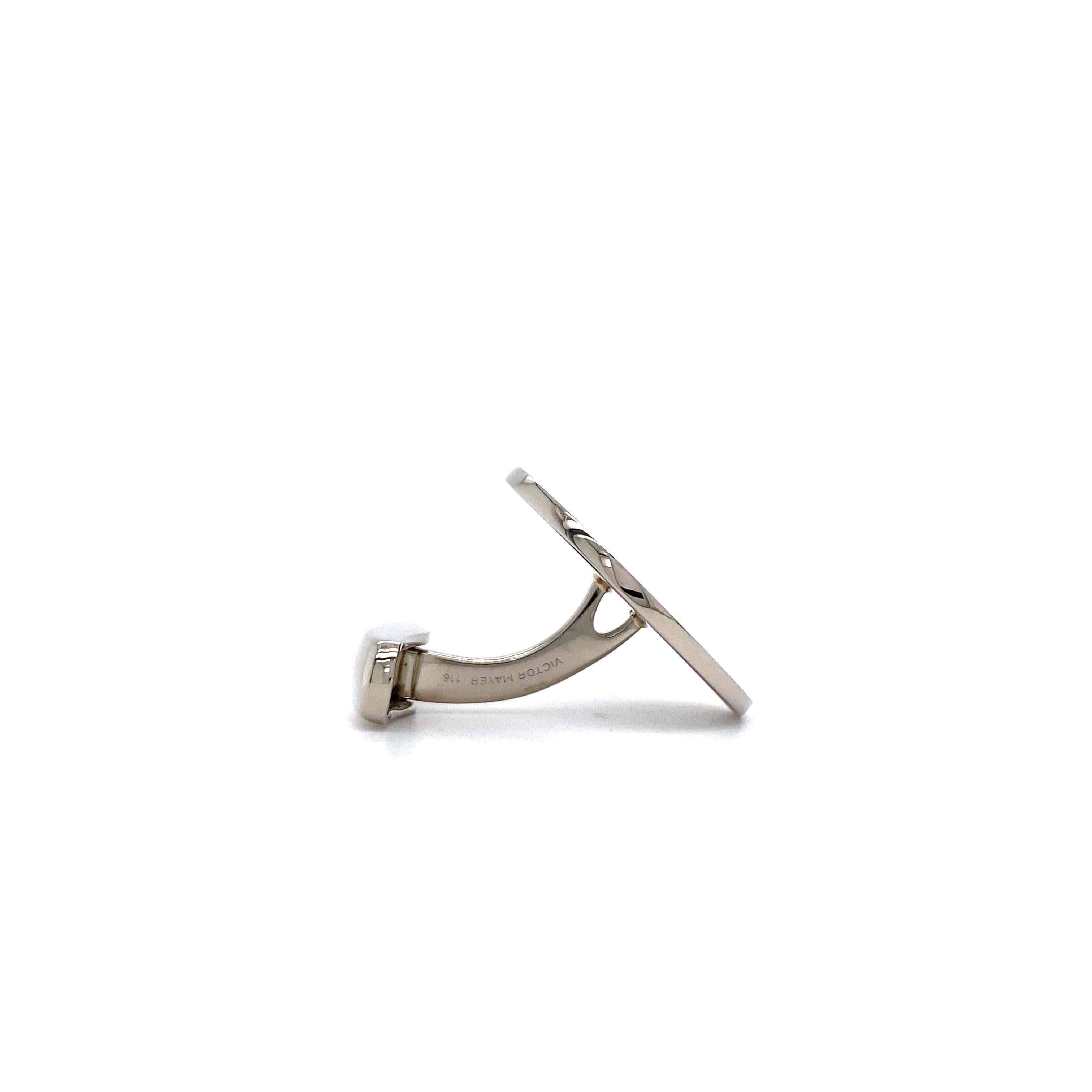 Contemporaneo Gemelli rotondi - Oro bianco 18k - Smalto grigio Guilloche Diametro 20 mm in vendita