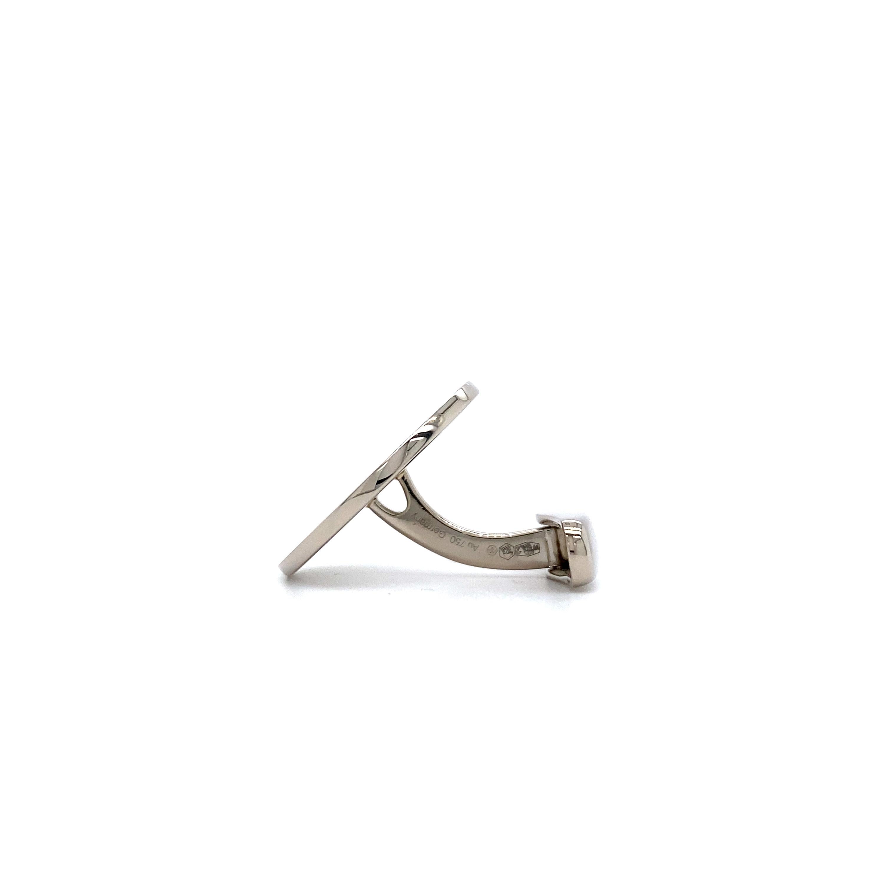 Gemelli rotondi - Oro bianco 18k - Smalto grigio Guilloche Diametro 20 mm in vendita 1