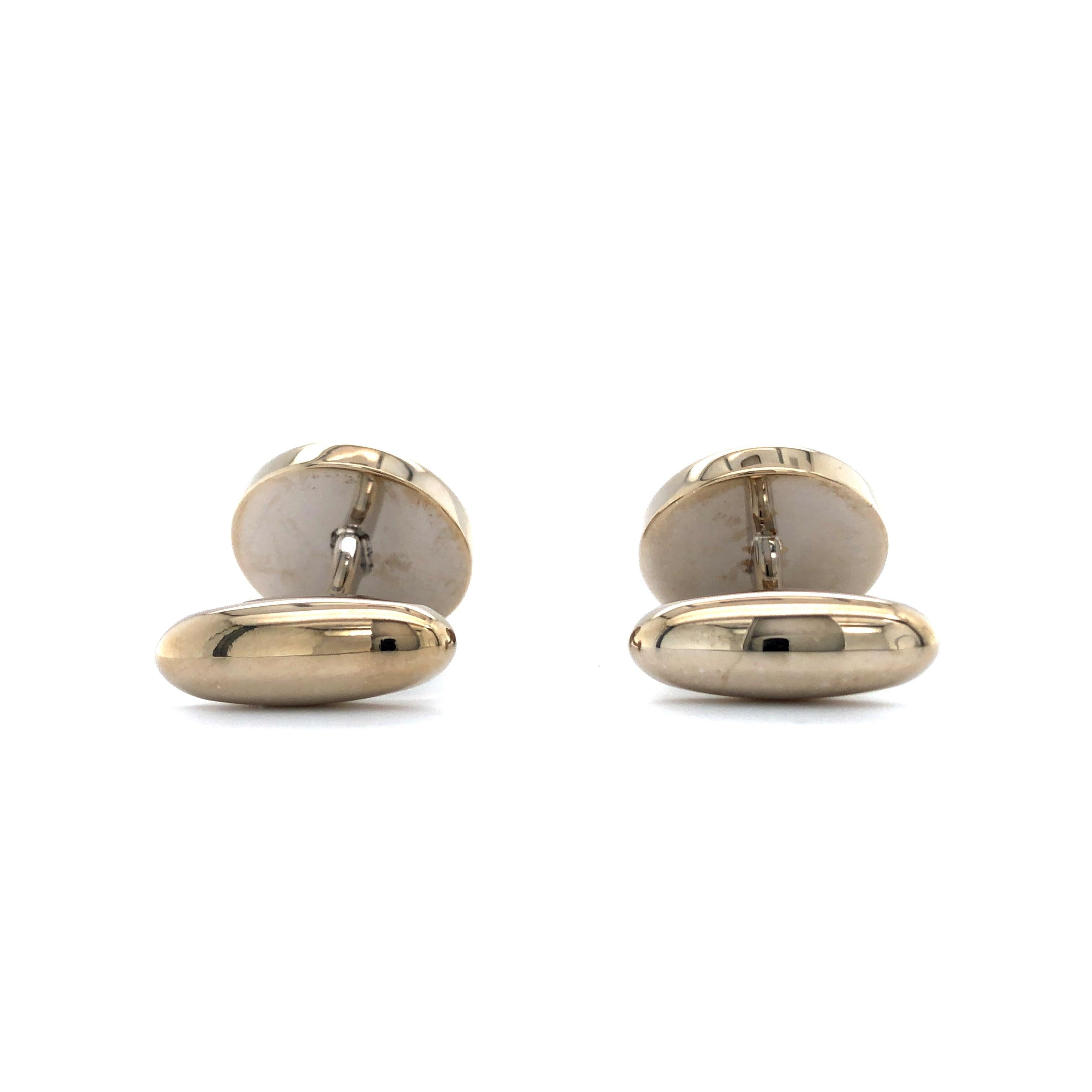 Gemelos redondos, Colección Hallmark, Plata 925/-, Incrustación de ónice, Diámetro 15 mm Contemporáneo en venta