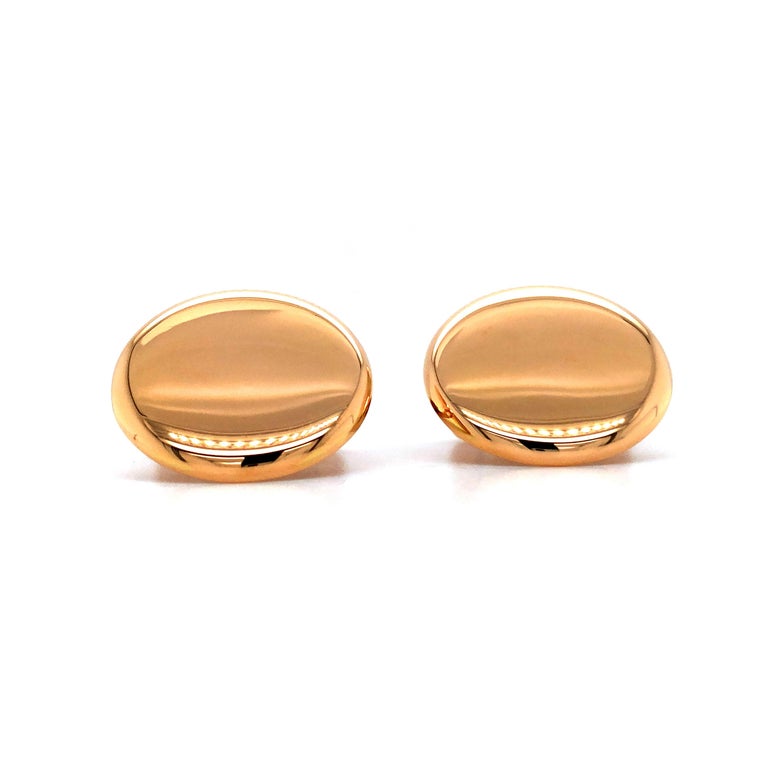 Round Cufflinks Slightly Domed, 18k High Polish Rose Gold For Sale at ...