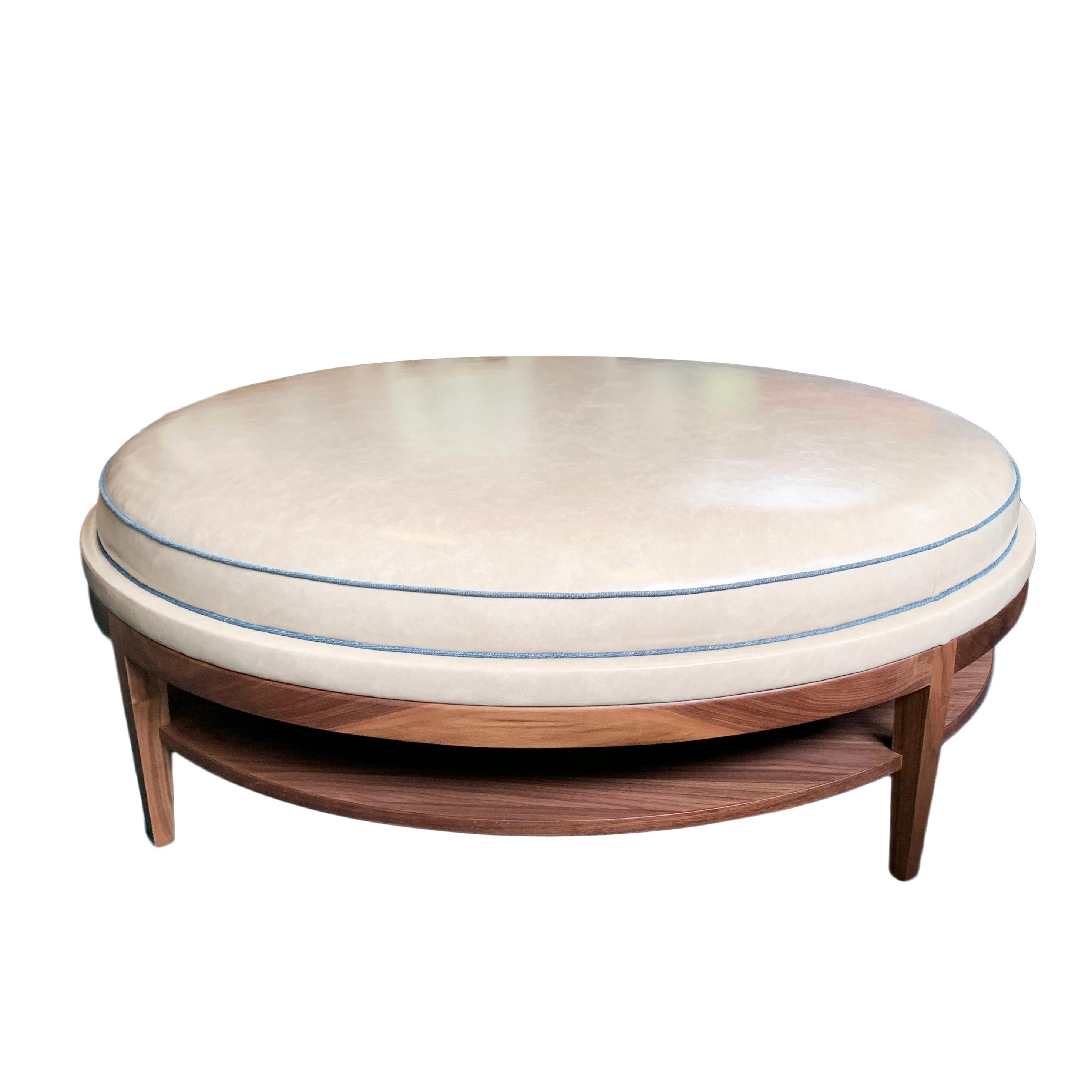 large round coffee table with storage