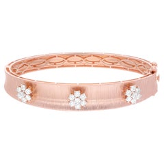 Bracelet fleur en or rose 14 carats, diamant taille ronde 1 carat SI Clarity HI Color
