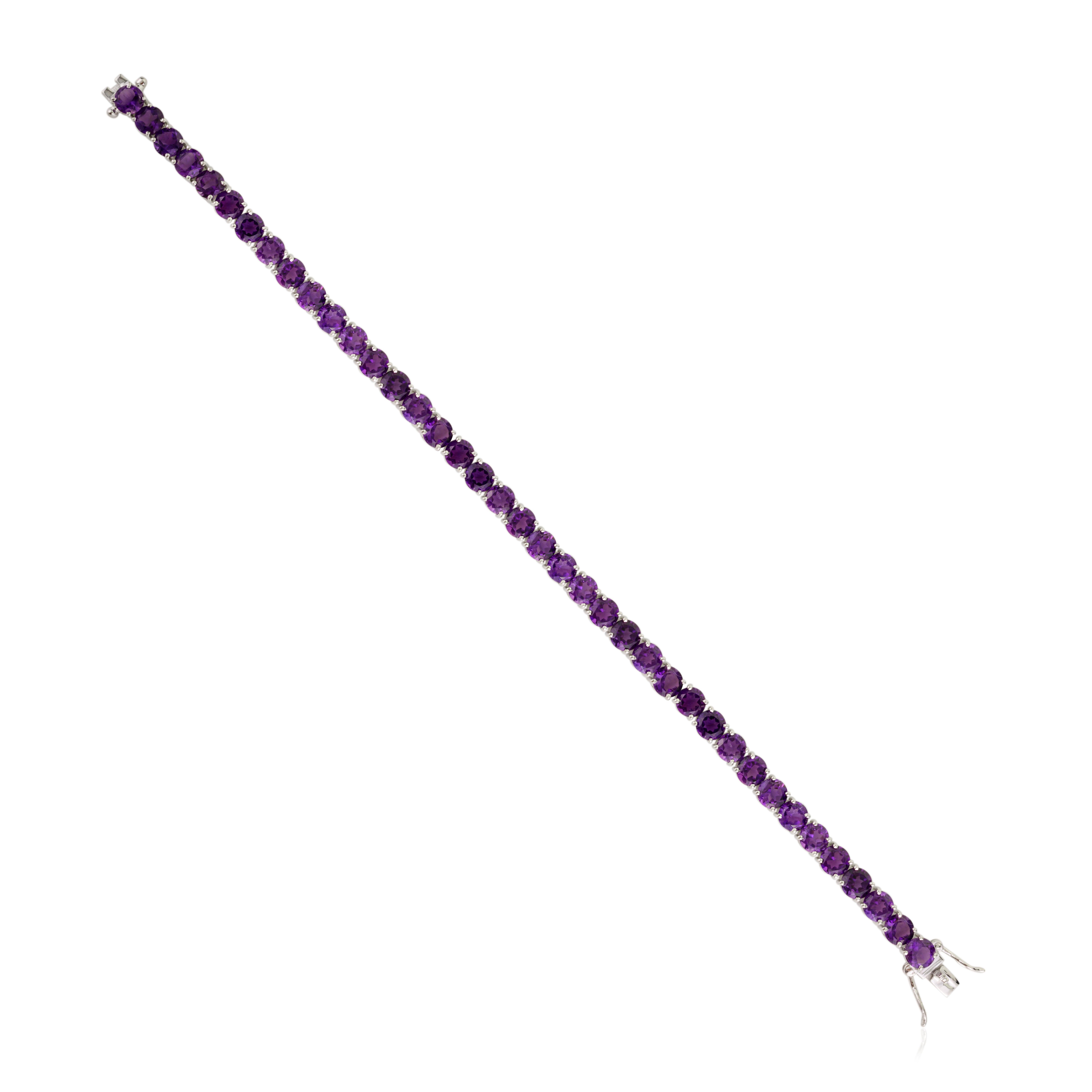 Runde Schnitt 17,30CT lila Amethyst Februar Birthstone Silber Armband für Frauen (Modernistisch) im Angebot