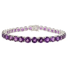 Runde Schnitt 17,30CT lila Amethyst Februar Birthstone Silber Armband für Frauen