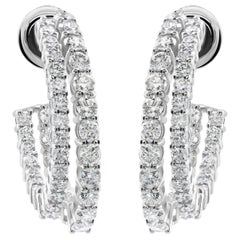 Boucles d'oreilles en or blanc 18k diamants 2.95 ct Diamants naturels, SI Clarity H-I