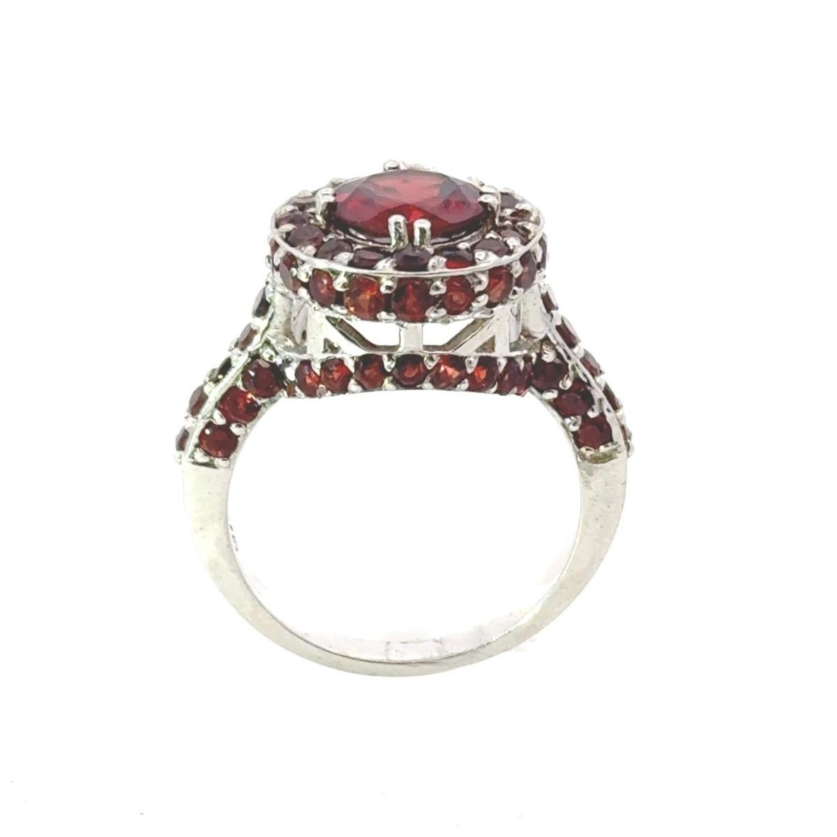 For Sale:  Round Cut 4.85 crt Garnet Dome Ring in 925 Sterling Silver Gift for Mother 3
