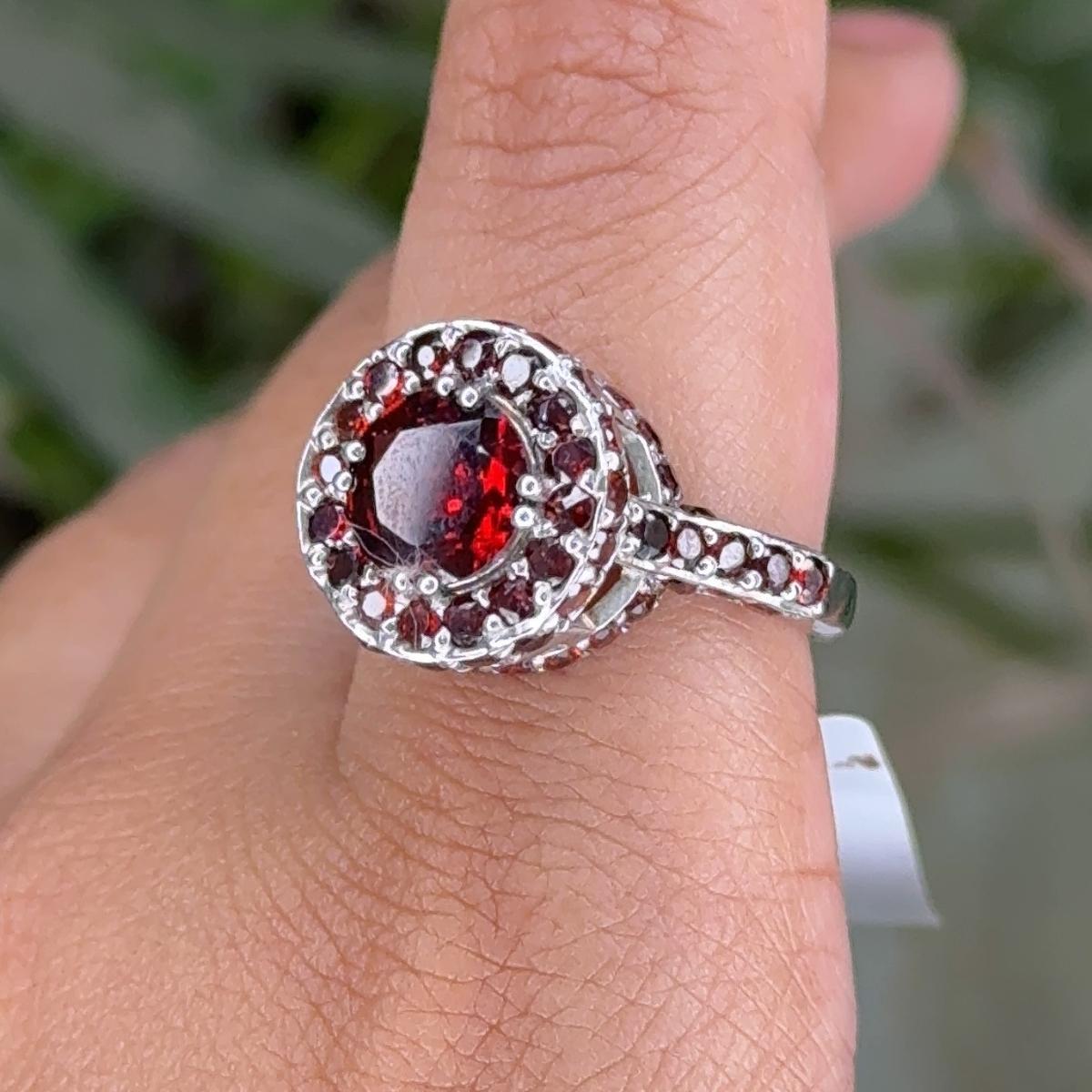 For Sale:  Round Cut 4.85 crt Garnet Dome Ring in 925 Sterling Silver Gift for Mother 4