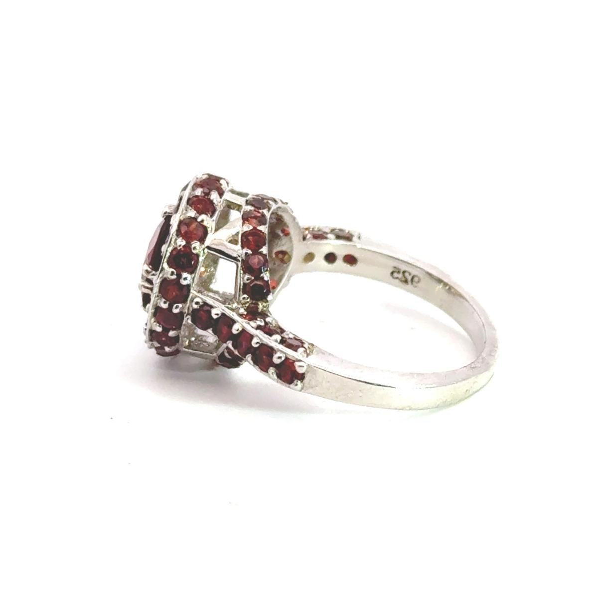 For Sale:  Round Cut 4.85 crt Garnet Dome Ring in 925 Sterling Silver Gift for Mother 6