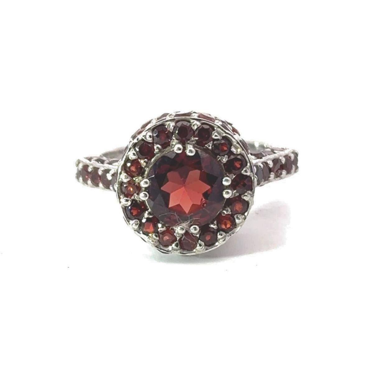 For Sale:  Round Cut 4.85 crt Garnet Dome Ring in 925 Sterling Silver Gift for Mother 8