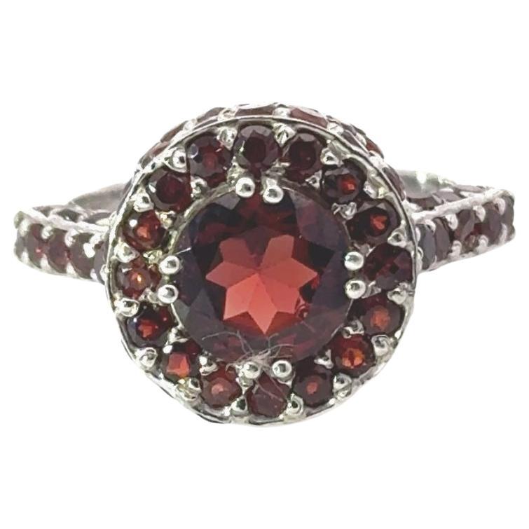 For Sale:  Round Cut 4.85 crt Garnet Dome Ring in 925 Sterling Silver Gift for Mother