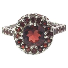 Anello a cupola con granato taglio rotondo da 4,85 ct in argento 925 Regalo per la madre