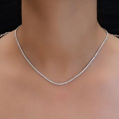 18K White Gold 5.23ct Natural Diamond Line Necklace, Milestone Birthday Gift Set