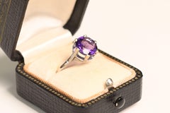 Timeless Amethyst Ring. 2.30ct Round Cut Amethyst Solitaire Ring Platinum 1925