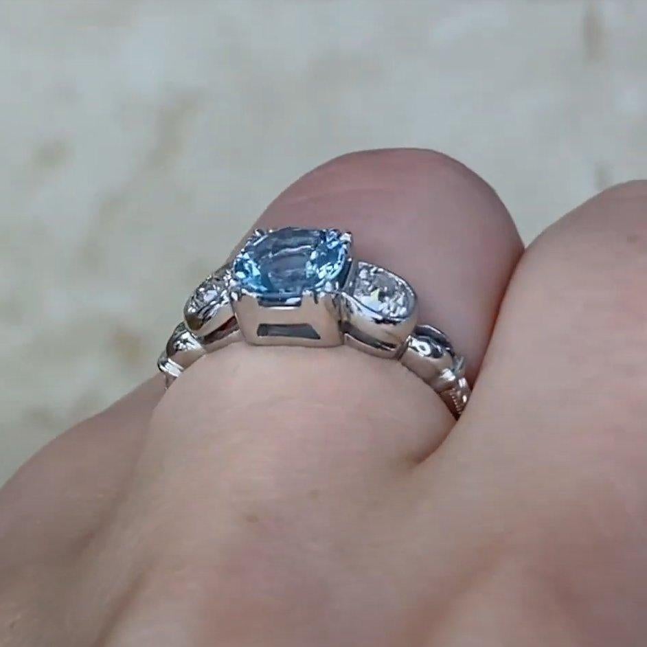 Anillo de compromiso de aguamarina talla redonda (aprox. 0,80 quilates), platino Corte redondo en venta