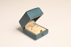 Round Aquamarine Ring. 1.10ct Aquamarine Diamond Accent Ring 18K White Gold