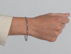Bracciale tennis in oro bianco 14K con zaffiri blu e diamanti taglio rotondo