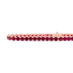 Roman Malakov 9.39 Carat Total Round Brilliant Cut Burmese Ruby Tennis Bracelet