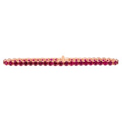 Roman Malakov 9.39 Carat Total Round Brilliant Cut Burmese Ruby Tennis Bracelet