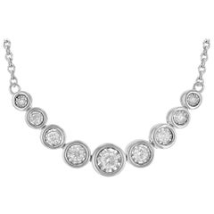 Round Cut Choker Necklace Bezel Setting 18 Karat White Gold Round Cut Choker Necklace Bezel Setting 18 Karat White Gold