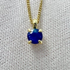 Round Cut Cornflower Blue Ceylon Sapphire 18k Gold Diamond Hidden Halo Pendant